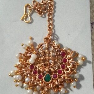 Private Lable Latest Design Brass Gold Matte Plated Maang Tikka