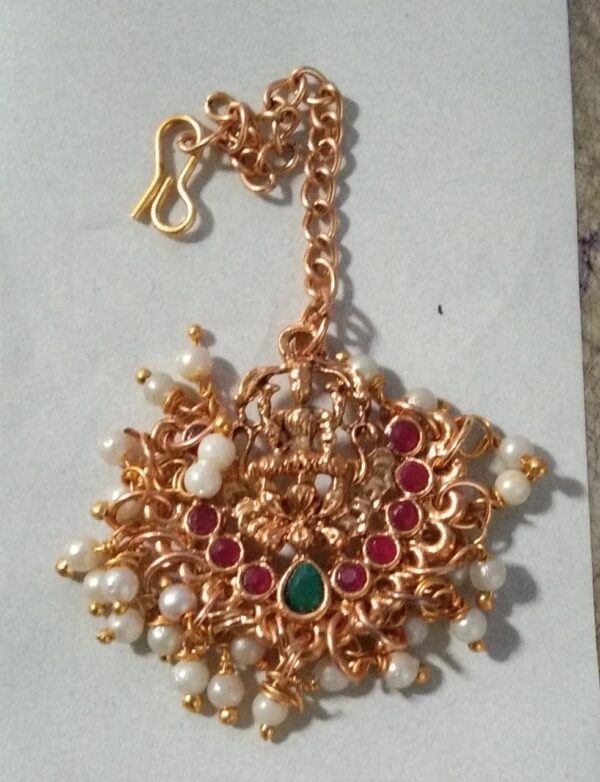 Private Lable Latest Design Brass Gold Matte Plated Maang Tikka