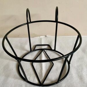 Private Lable Set of 4 Circular Metal Railing Pot Stands Durable Matt Black Color