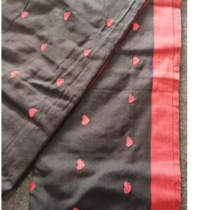 Private Lable Heart kadhi cotton saree BLACK COLOUR FOR WOMEN