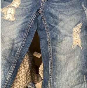 Private Lable DAMAGE ROUGHED JEANS FOR GIRLS SIZE 28 COLOUR BLUE