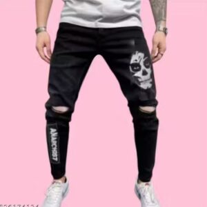 Private Lable Black Printed Jeans for men 28 size black colour
