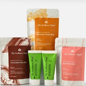 The WELLNESS SHOP Turmeric facial wax bikini wax powder 1 post wax gel kit 100 g 50g 100g