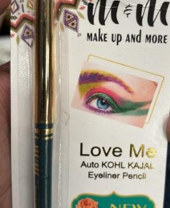 m and m makeup and more love me green color amazing look and long lasting kajal 1point 5 g