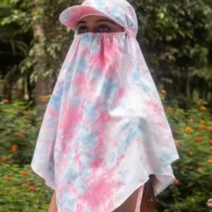 Private Lable Sun Protection Rayon Cotton Innovative Scarf Cum Mask With Cap colour white