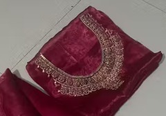 Private Lable Fully Diamond Work Attractive Embroidered Blouse Piece COLOUR WINE AMD PURPLE