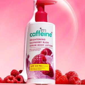 MCaffeine Brightening Raspberry SPF 50 PA Body Sunscreen Lotion 200 ml