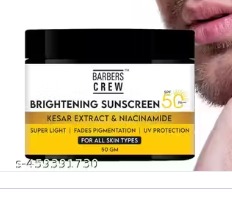 Private Label Barbers Crew Sunscreen SPF 50 PA Sunscreen SPF 50 with Kesar and Niacinamide PA UVA UVB Sun Protection 50 g
