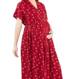 lovely moms Women Gown Red Maxi Full Length Dress color pink size M