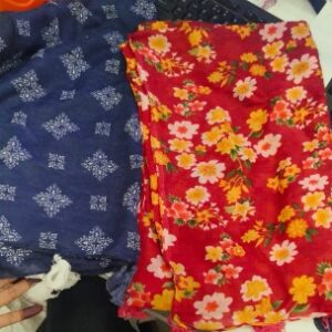 Private Label Cotton Dupatta Pack of 2 Colour Red and Blue