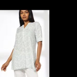 FUSION Printed Tunic SHORT KURTA FOR WOMEN SIZE XS COLOUR WHITE