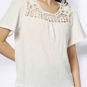 FIG Women Relaxed Fit Crew Neck TOP FOR WOMEN SIZE XS COLOUR WHITE