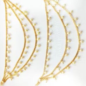 Private Label wedding ear kan chain Brass copper Gold Champaswaralu earchains Ear Chains for Hair Jhumka Jhumki kan pear
