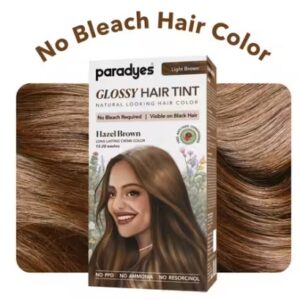 Paradyes No Bleach Hazel Brown Glossy Hair Tint Visible on Natural Black Hair