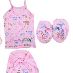 Private Label Tinytouch Baby Boys and Baby Girls Clothing Ser Gift Set With Jabla 4 Pcs Baby Dori Mittens and Booties and Nappy Langot combo set pack of 4 without cap pink orange yellow and sky blue colour
