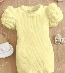 Private Label kids fancy dresses Yellow Colour Size 1