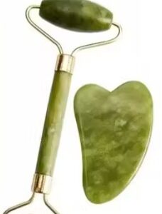 Flfwlass FACIAL MASSAGER JADE ROLLER and GUA SHA TOOL NATURAL HIMALAY STONE FOR FACE NECK HEALING SKIN WRINKLES free size All Skin Types