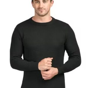 Private Lable MONT CONNETT Men Woolen Round Neck Solid Pullover Cardigan Sweaters black size m