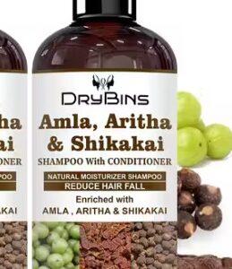 DRYBINS Amla Aritha Shikakai Shampoo for Anti hairfall Anti dandruff 250ML
