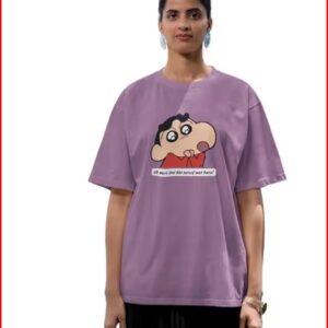 BROKE MEMERS Women Graphic Print Oversized Fit T Shirt Colour purple Size L