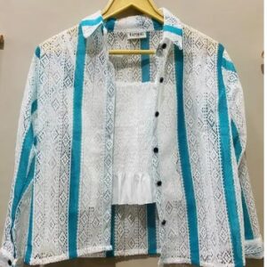 Private Label Fancy Sensational Women Tops and Tunics white and green