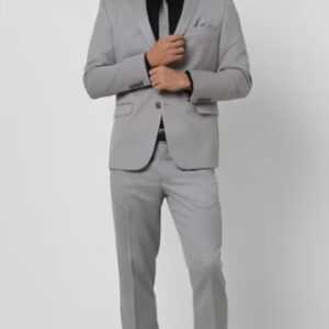 Allen Solly Men Grey Solid Slim Fit Formal Two Piece Suit Size 38