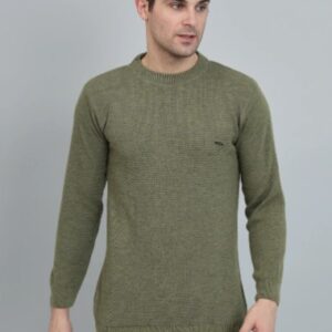 BUDAPEST Men Solid Round Neck Green Sweater xxl