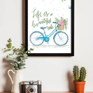 Life Is A Beautiful Ride Theme Framed Art Print For Wall Decor Size 13Point5 X 17Point5 Inch