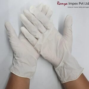 Rakshak White Latex Examination Gloves Powder Size M 100N