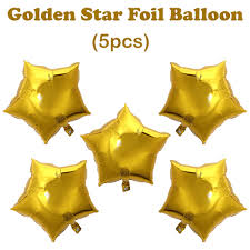 Party Propz Golden Star Foil Balloons 5 Pcs