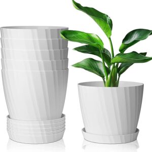 Inkulture Round Flower Pots For Plants White Pack Of 5