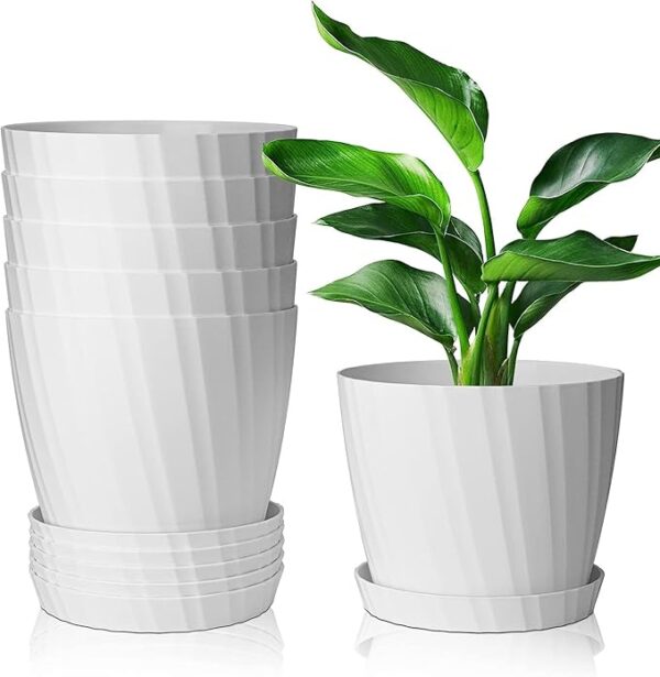Inkulture Round Flower Pots For Plants White Pack Of 5