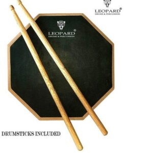 Leopard 12 Inches 2 Sided Drum Practice Pad With Bag And Drumsticks
