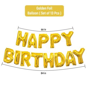 Party Propz Golden Happy Birthday Foil Balloons 13 Pcs