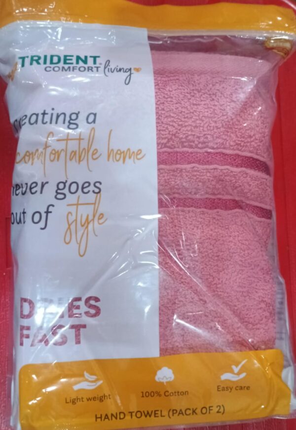 My Trident Comfort Living Hand Towel Pack Of 2 Pink Color