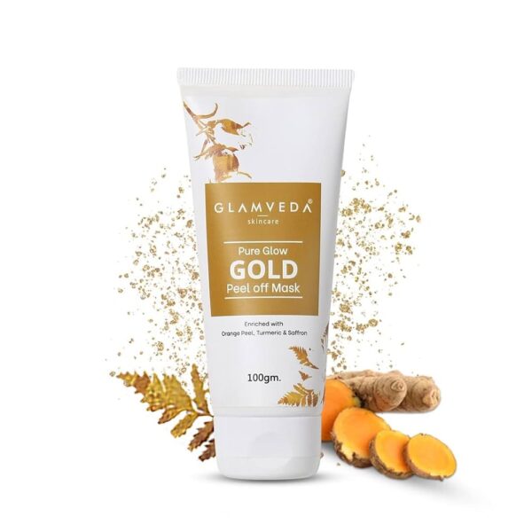 Glam Aveda Pure Glow Gold Peel Off Mask With Orange Peel Turmeric Lightens Dark Spots 100 G