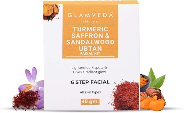 Glamveda Saffron Sandalwood Ubtan Skin Brightening Facial Kit Radiant Skin Paraben 40 Gm Pack 2