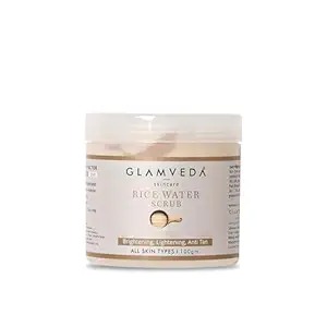 Glamveda Rice Water Brightening Face Scrub Creamy Exfoliator Infused Extracts Even Skin Tone 100G