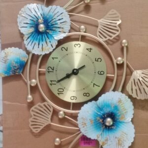 Metal Wall Clock Sculpture Art Floral Wall Clock Living Room Metal Art Decor Wall Clock Bedroom Living Room Design Glossy Finish 36 X 1 X 21 Inch Brand Movement