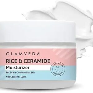 Glamveda Rice Ceramide Moisturizer Skin Barrier Building Fine Age Spots Hyperpigmentation 50Ml