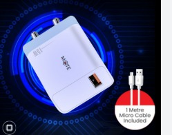 Mate 15 Wtt Force 777M Charger With B Type Data Cable In White Colour