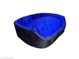 Dog Bed Blue Black Dual Color Velvet Fabric Ultra Soft Fabric Cat Pet Bed Size Medium