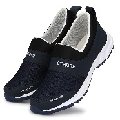 ASIAN Men Navy Back Woven Design Slip On Sneakers 9 Size