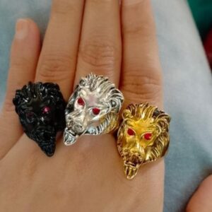 Private Label Unique Style Lion Head King Ring Pack Of 3 Men And Women Multi Colour