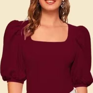 Private Label Dream Beauty Fashion Womens Square Neck Maroon M Size