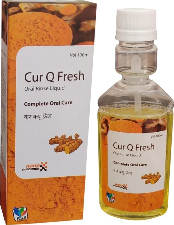 BSA Pharma Cur Q Fresh Tulsi Curcumin Mint Herbal Mouth Wash 100 ml