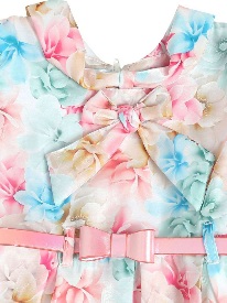 Doodle Girls Floral Print Puff Sleeve Satin Fit And Flare Dress 2 To 3 Y Multicolour