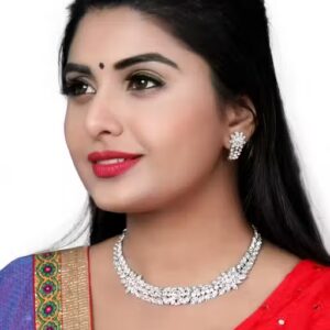 Private Label White colour necklace chokar set For women