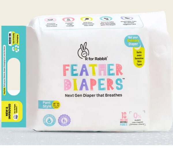 Feather Diapers Next Gen Baby Diapers that Breathes XL 46 PCS