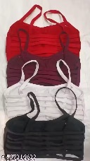 Private Label ack Of 4 Womens Lightly Padded Short Bralette Bra Free Size